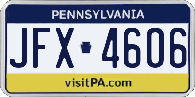 PA license plate JFX4606