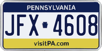 PA license plate JFX4608