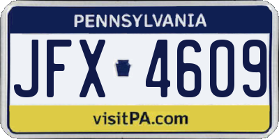 PA license plate JFX4609