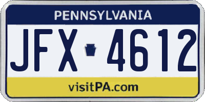 PA license plate JFX4612