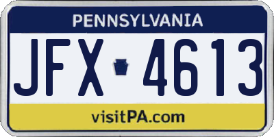 PA license plate JFX4613