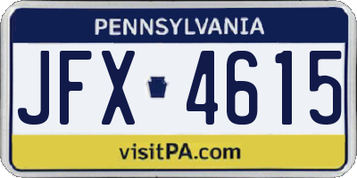 PA license plate JFX4615