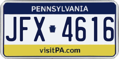 PA license plate JFX4616