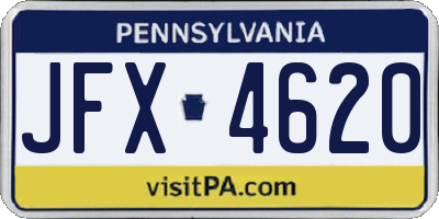 PA license plate JFX4620