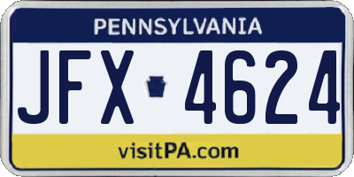 PA license plate JFX4624