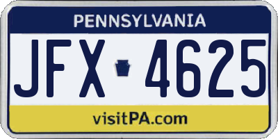 PA license plate JFX4625