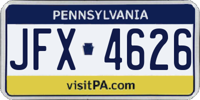 PA license plate JFX4626