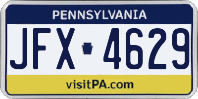 PA license plate JFX4629