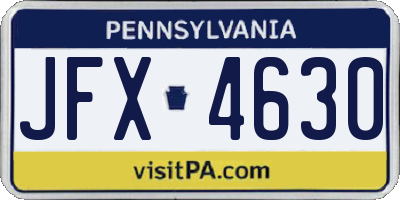 PA license plate JFX4630