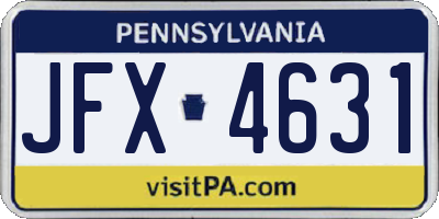 PA license plate JFX4631