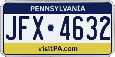 PA license plate JFX4632