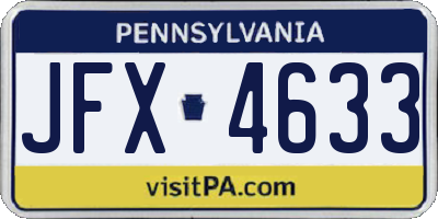 PA license plate JFX4633