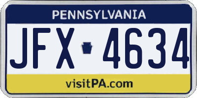 PA license plate JFX4634