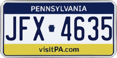 PA license plate JFX4635