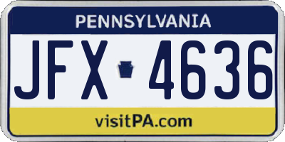 PA license plate JFX4636