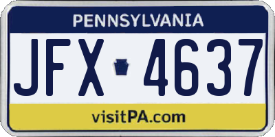 PA license plate JFX4637