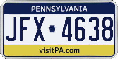 PA license plate JFX4638