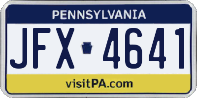PA license plate JFX4641