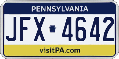 PA license plate JFX4642