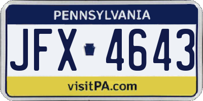 PA license plate JFX4643