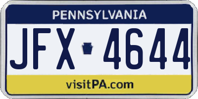 PA license plate JFX4644
