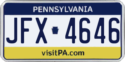 PA license plate JFX4646