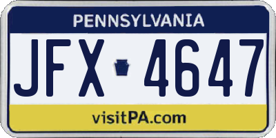 PA license plate JFX4647