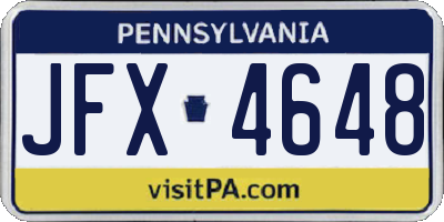 PA license plate JFX4648