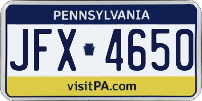 PA license plate JFX4650