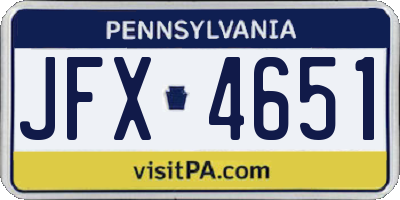PA license plate JFX4651