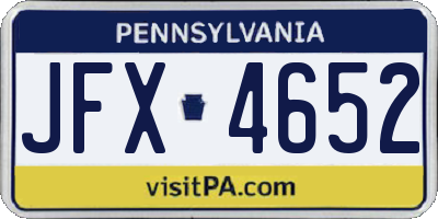 PA license plate JFX4652