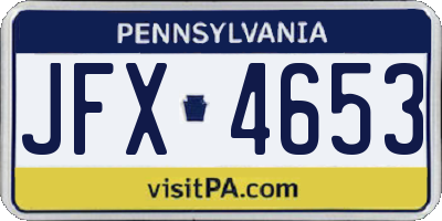 PA license plate JFX4653