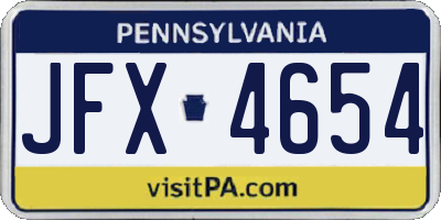 PA license plate JFX4654