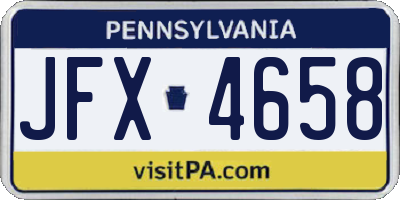 PA license plate JFX4658