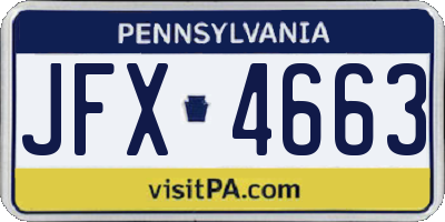 PA license plate JFX4663