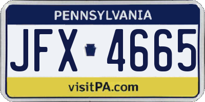 PA license plate JFX4665