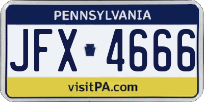PA license plate JFX4666