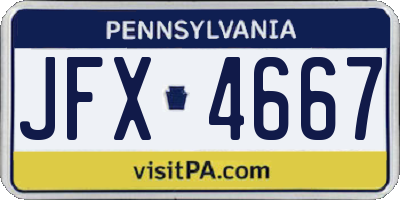PA license plate JFX4667