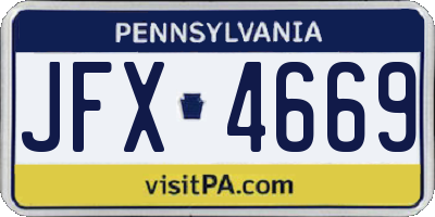 PA license plate JFX4669