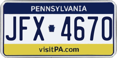 PA license plate JFX4670