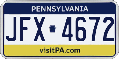 PA license plate JFX4672