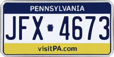 PA license plate JFX4673