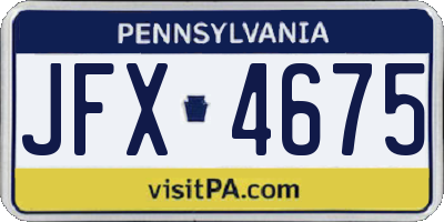 PA license plate JFX4675