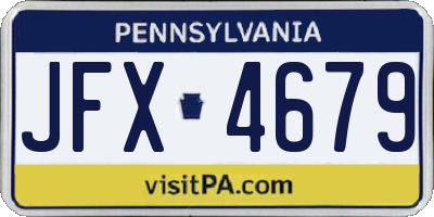 PA license plate JFX4679