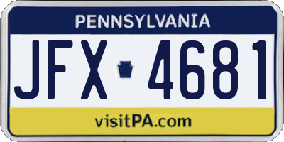 PA license plate JFX4681