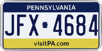 PA license plate JFX4684