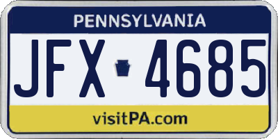 PA license plate JFX4685