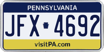 PA license plate JFX4692