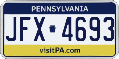 PA license plate JFX4693