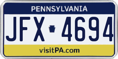 PA license plate JFX4694